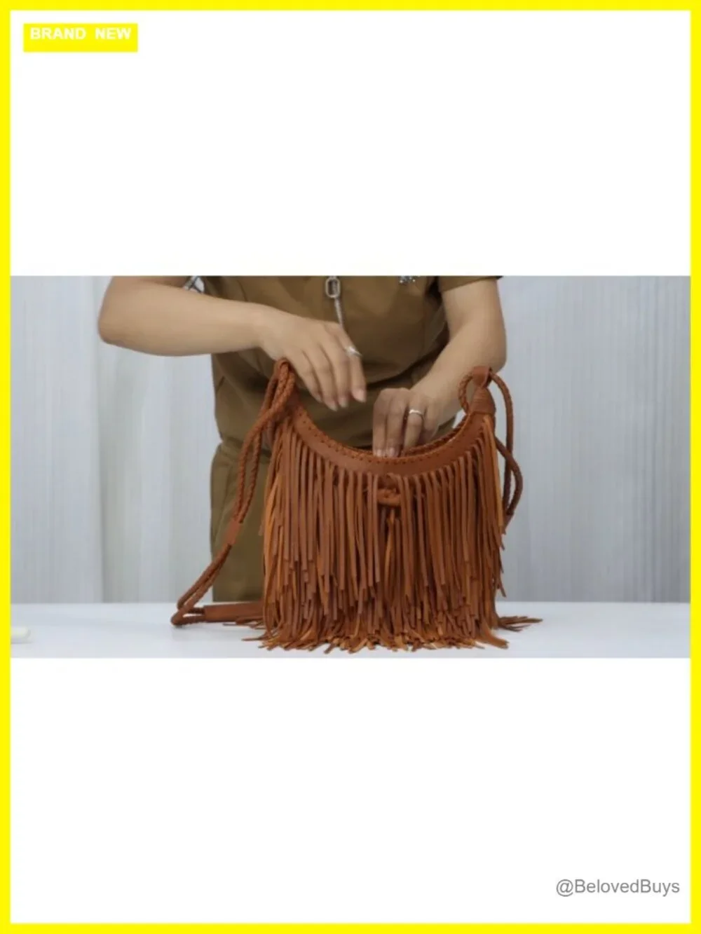 Vegan Faux Suede Leather Fringe Hobo Bag Tassel Crossbody Purse